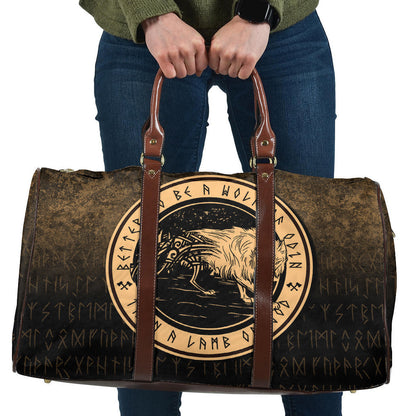 Bag Viking Vegvisir Rune with Crow Gold Version Travel Bag