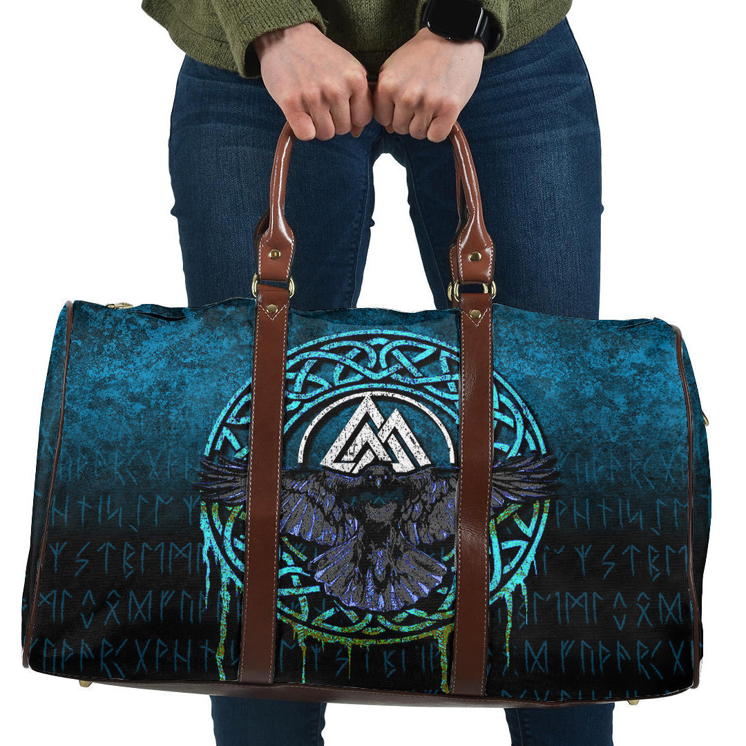 Bag Valhalla Norse Mythology Raven Black Crow Viking Cyan Version Travel Bag