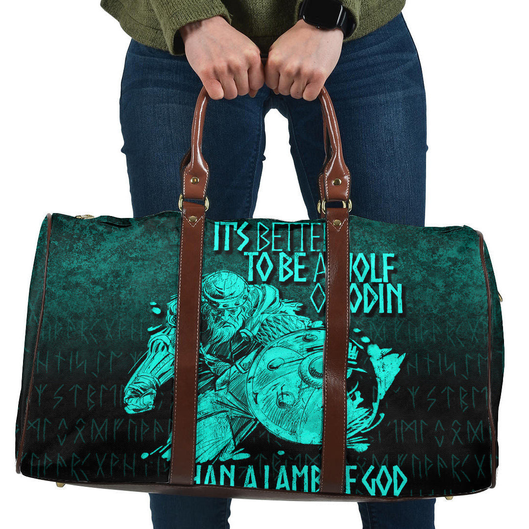 Bag It's Better To Be A Wolf Of Odin Than A Lamb Of God Cyan Version Travel Bag