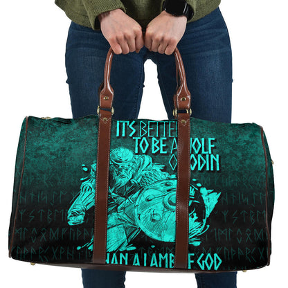 Bag It's Better To Be A Wolf Of Odin Than A Lamb Of God Cyan Version Travel Bag