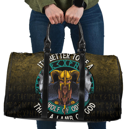 Bag Its Better To Be A Wolf Of Odin Than A Lamb Of God Cyan Version Travel Bag
