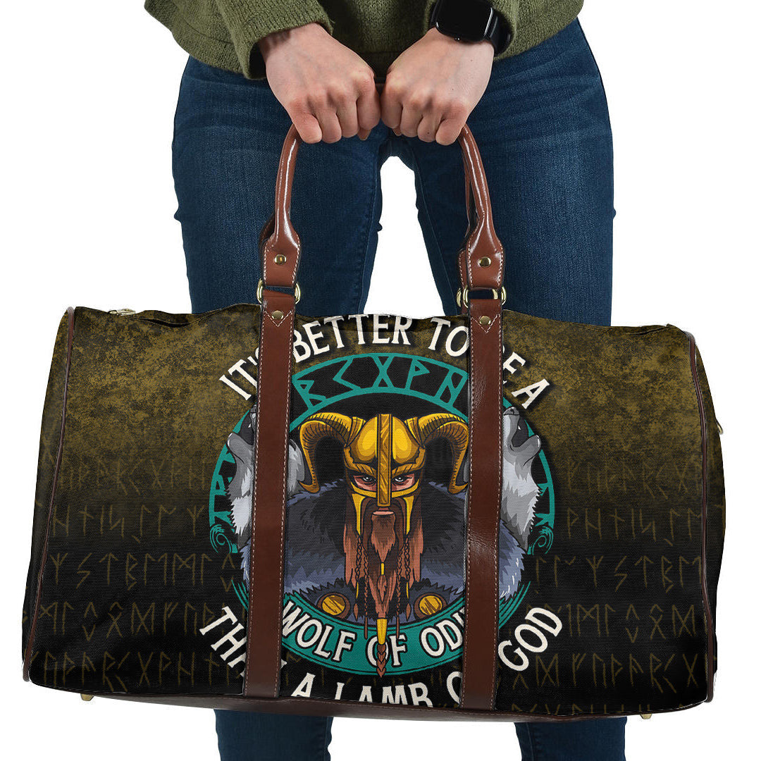 Bag Its Better To Be A Wolf Of Odin Than A Lamb Of God Cyan Version Travel Bag