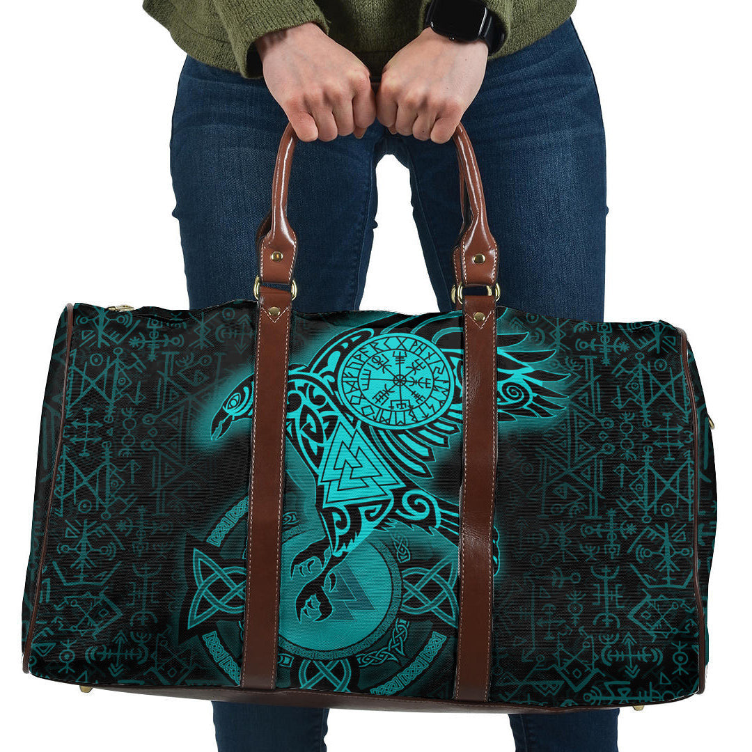 Bag Celtic Raven Turquoise Viking Travel Bag