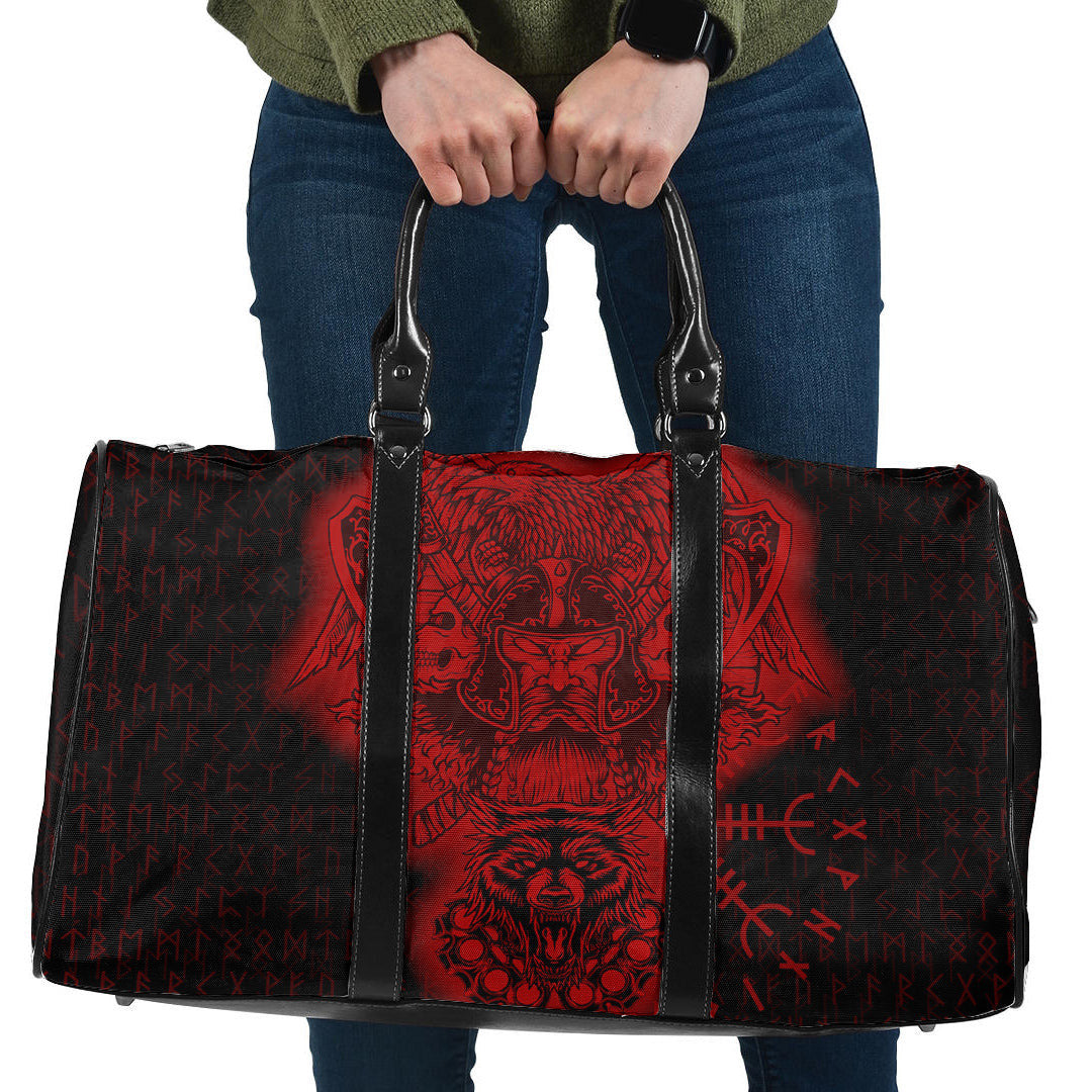 Bag Odin And Raven Wolf Red Viking Travel Bag