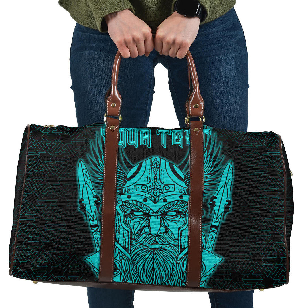 Bag Custom Odin And Raven Turquoise Viking Travel Bag