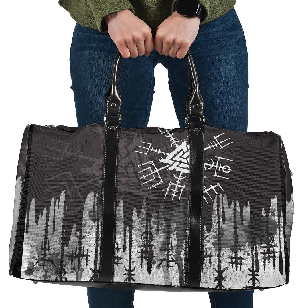 Bag White Vegvisir and Valknut Style Travel Bag