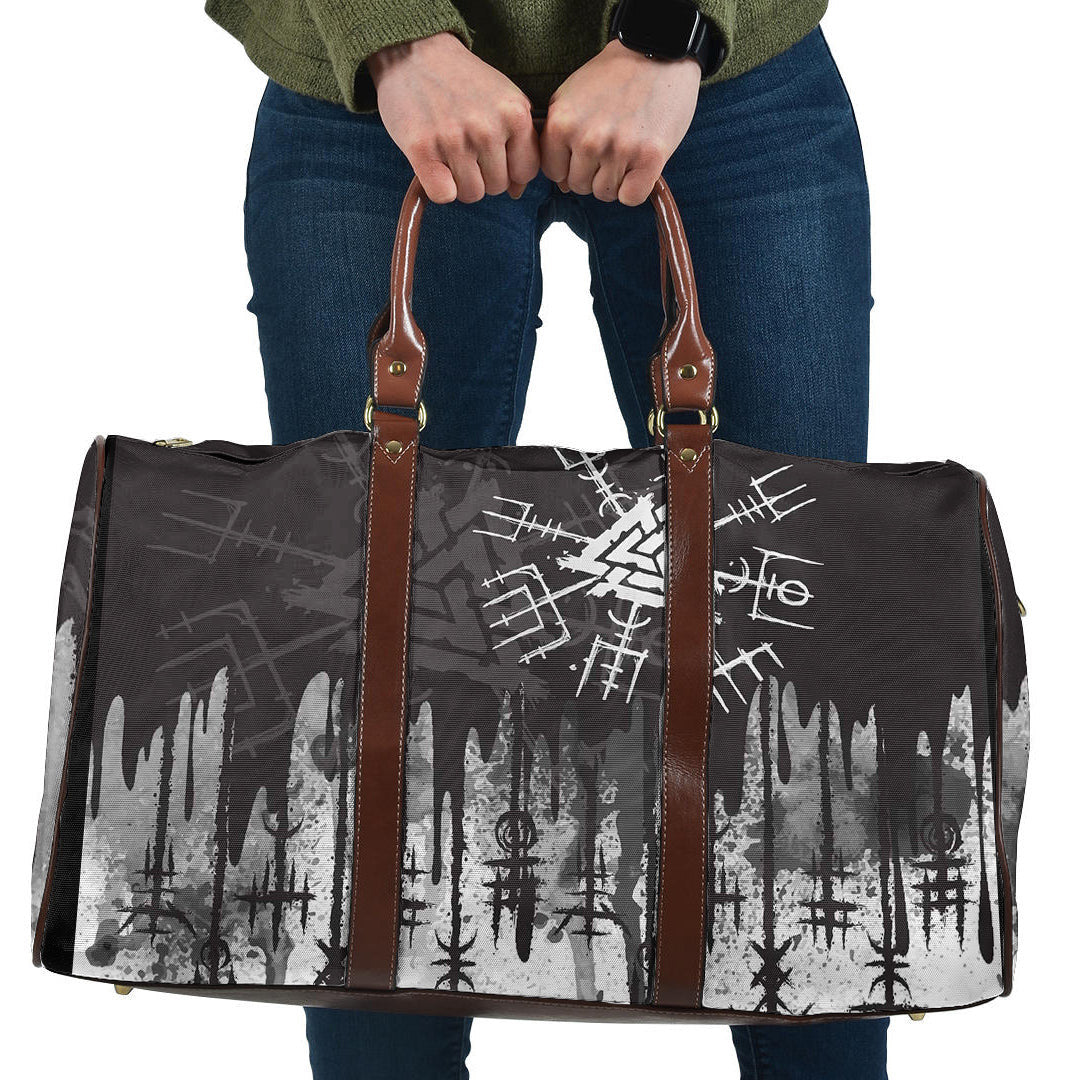 Bag White Vegvisir and Valknut Style Travel Bag