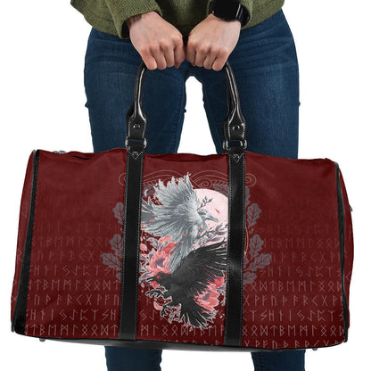 Bag Raven Black and White Red Yggdrasil Travel Bag