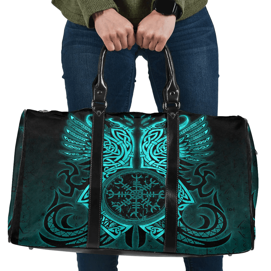Bag Two Raven Cletic Turquoise Viking Travel Bag