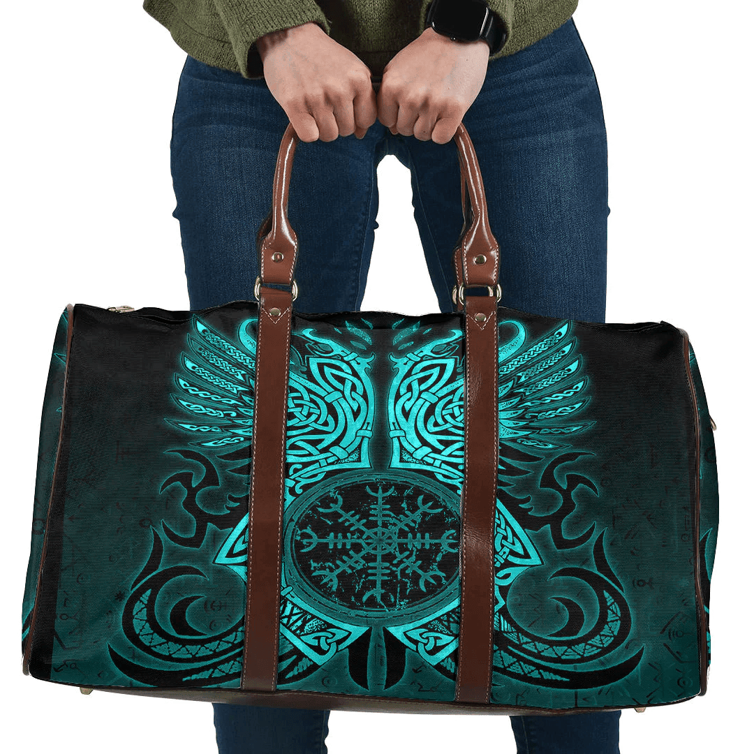 Bag Two Raven Cletic Turquoise Viking Travel Bag