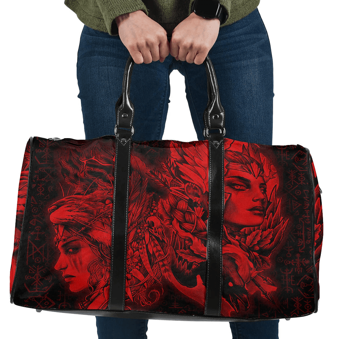 Bag Valkyries And Bear Raven Red Viking Travel Bag