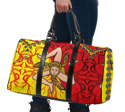 Sicily Celtic Travel Bag Sicily Celtic Flag With Celtic Tree of Life