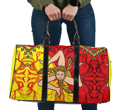 Sicily Celtic Travel Bag Sicily Celtic Flag With Celtic Tree of Life