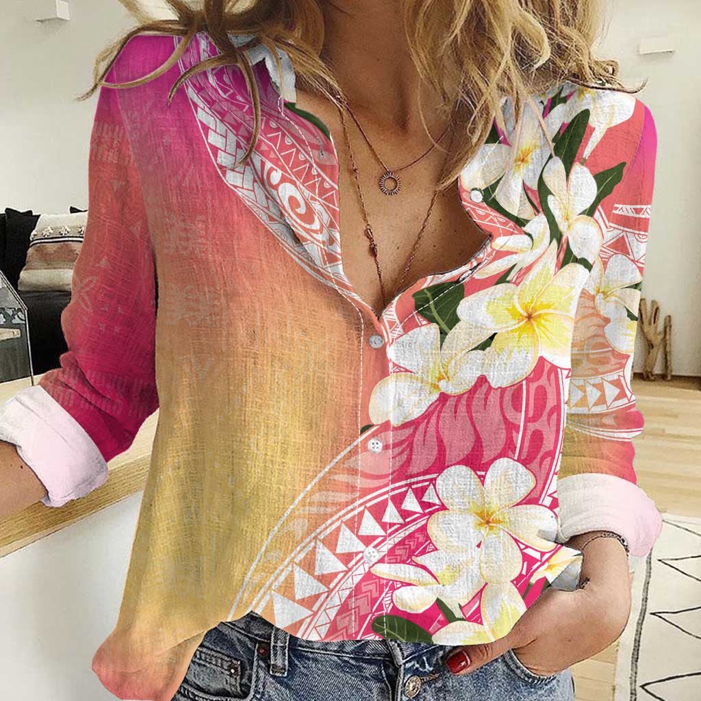 Aloha Hawaii Festive Women Casual Shirt Frangipani Lace Classic Spring Vibes