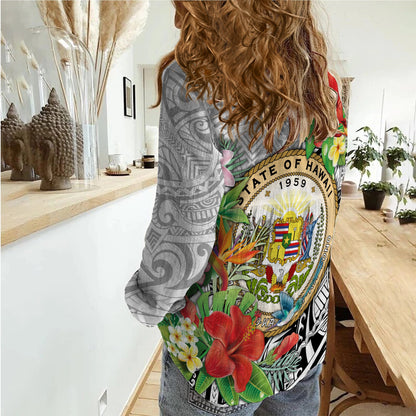 Hawaii Hibiscus Kanaka Polynesia Women Casual Shirt