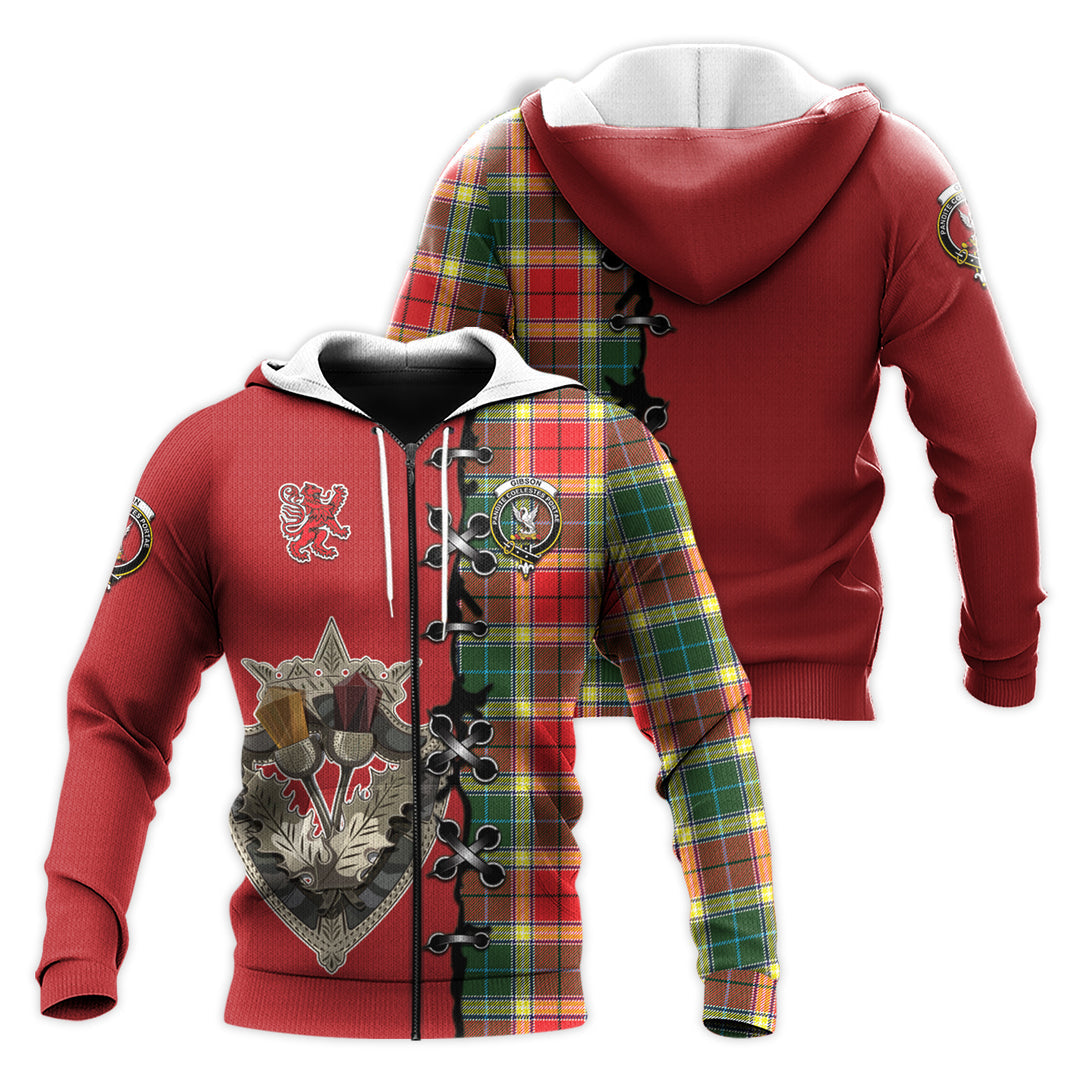 Printivon Gibsone Gibson Gibbs Tartan Hoodie Lion Rampant And Celtic Thistle Style