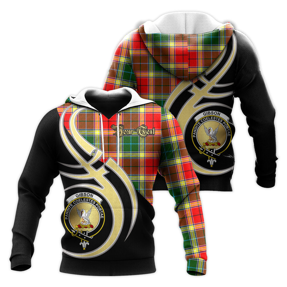 Printivon Gibsone Gibson Gibbs Clan Believe In Me Crest Tartan Knitted Hoodie Custom Your Text