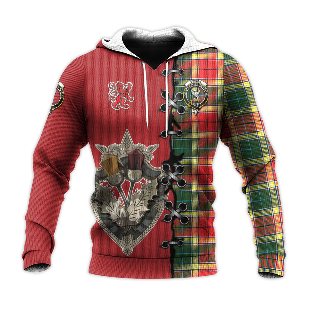 Printivon Gibsone Gibson Gibbs Tartan Hoodie Lion Rampant And Celtic Thistle Style