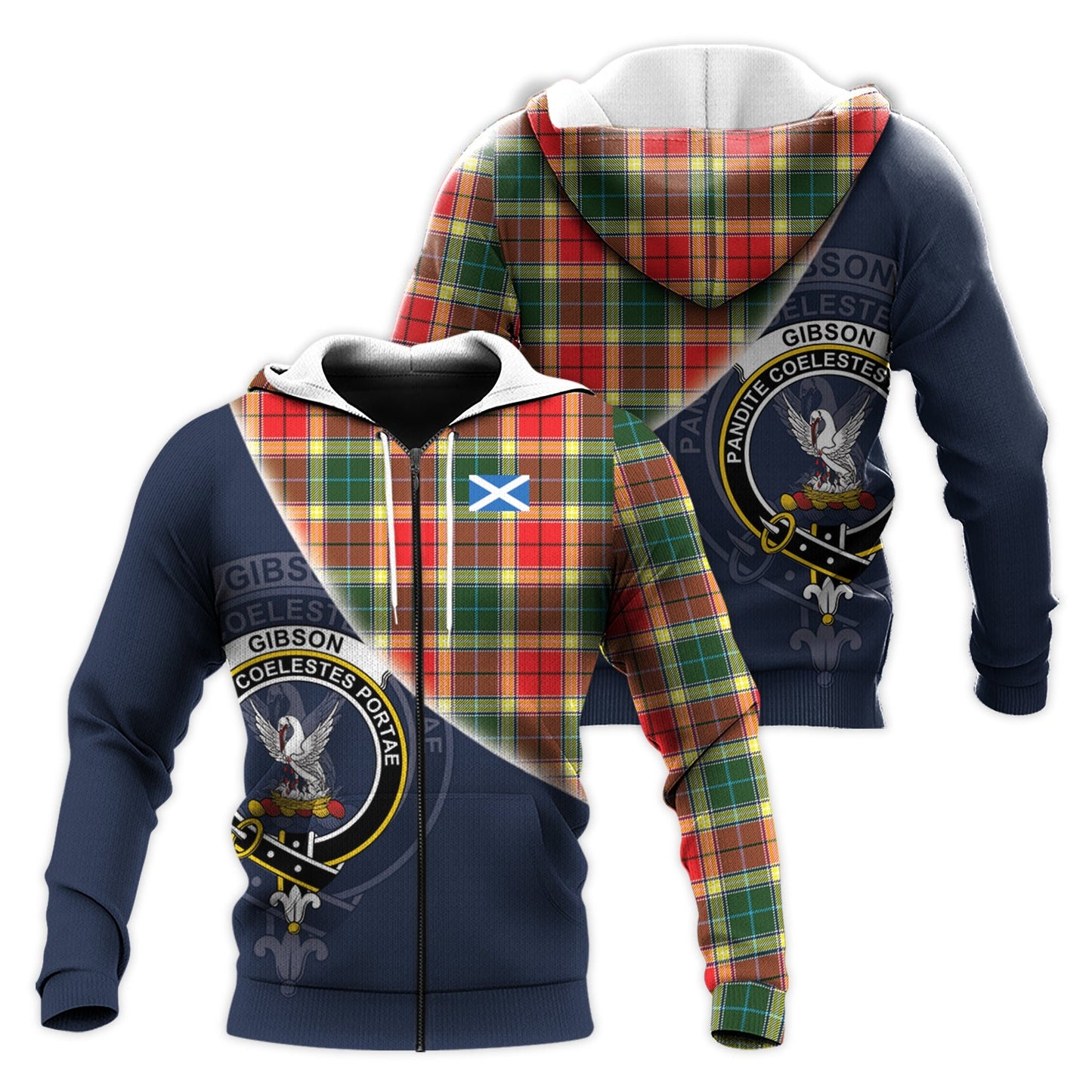 Printivon Gibsone Gibson Gibbs Tartan Scottish Crest Hoodie