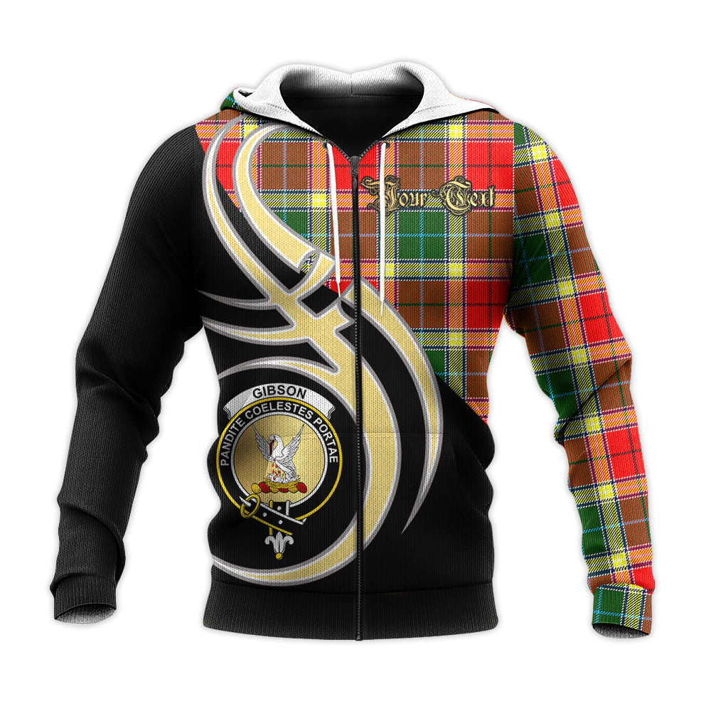 Printivon Gibsone Gibson Gibbs Clan Believe In Me Crest Tartan Knitted Hoodie Custom Your Text