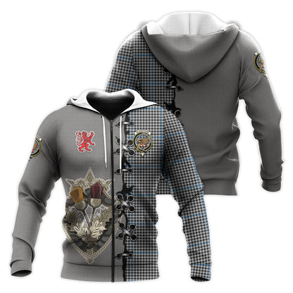 Printivon Gladstone Tartan Hoodie Lion Rampant And Celtic Thistle Style