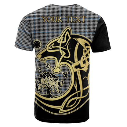 Printivon Gladstone Crest Celtic Wolf Tartan T Shirt Custom Your Text