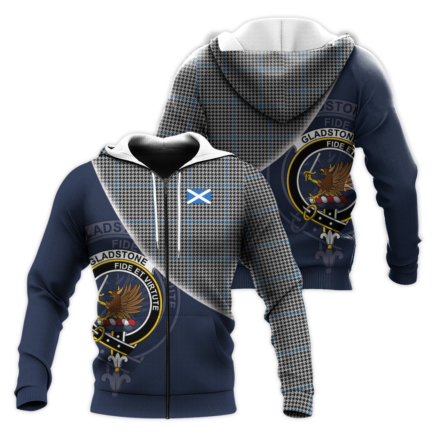 Printivon Gladstone Tartan Scottish Crest Hoodie