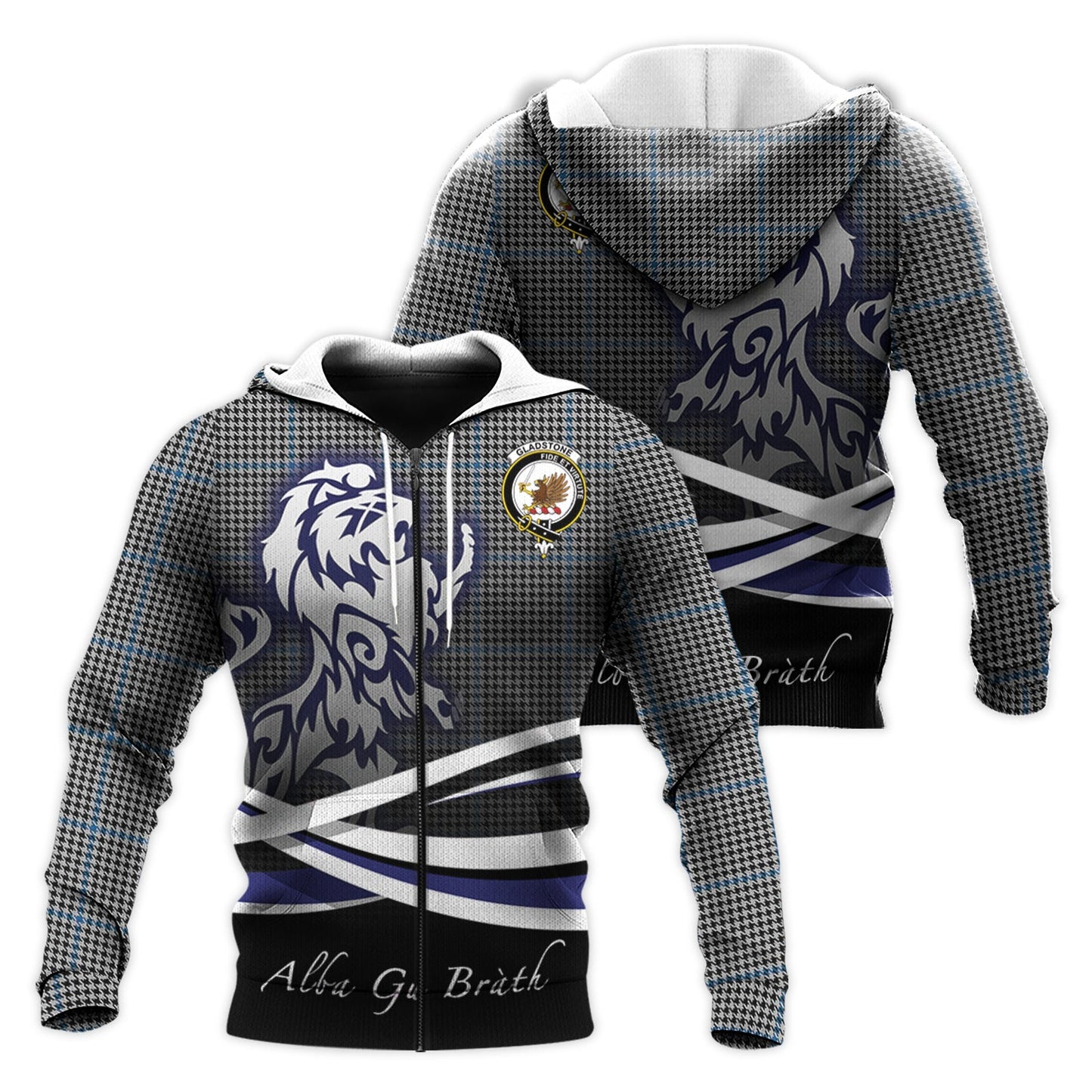 Printivon Gladstone Tartan Scottish Lion Hoodie