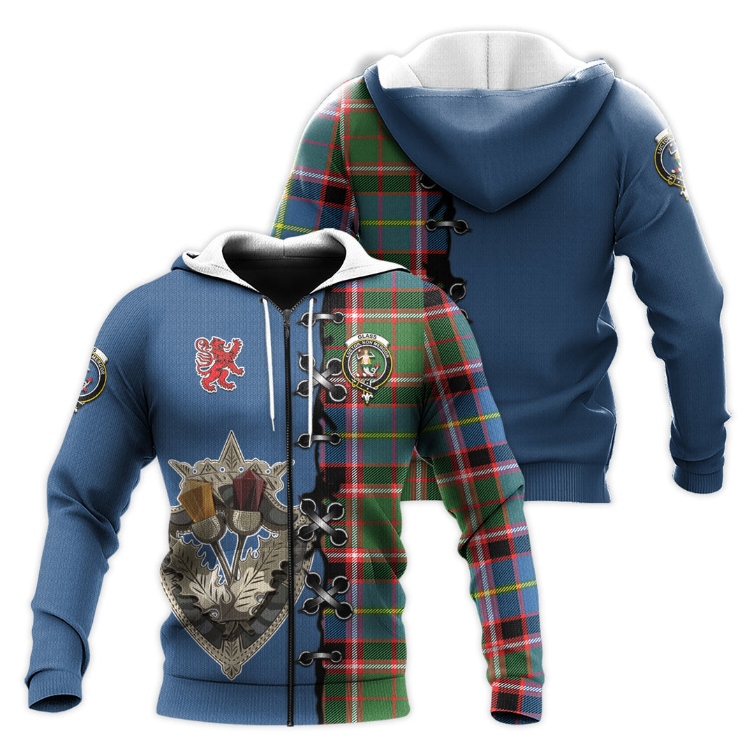 Printivon Glass Tartan Hoodie Lion Rampant And Celtic Thistle Style