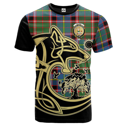 Printivon Glass Crest Celtic Wolf Tartan T Shirt Custom Your Text