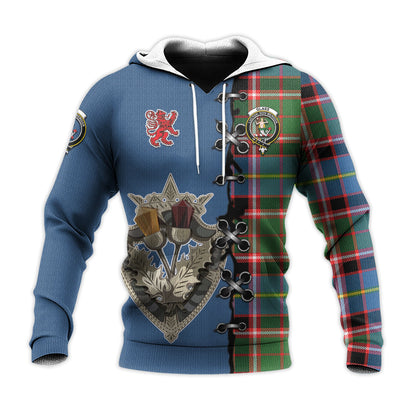 Printivon Glass Tartan Hoodie Lion Rampant And Celtic Thistle Style