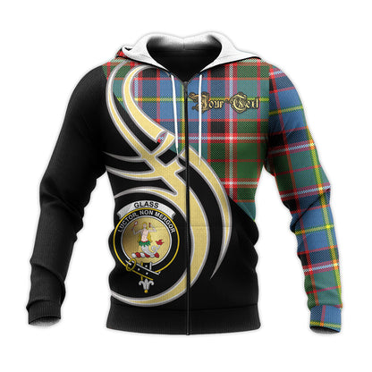 Printivon Glass Clan Believe In Me Crest Tartan Knitted Hoodie Custom Your Text