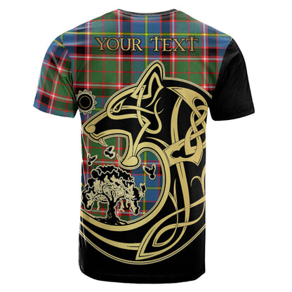 Printivon Glass Crest Celtic Wolf Tartan T Shirt Custom Your Text
