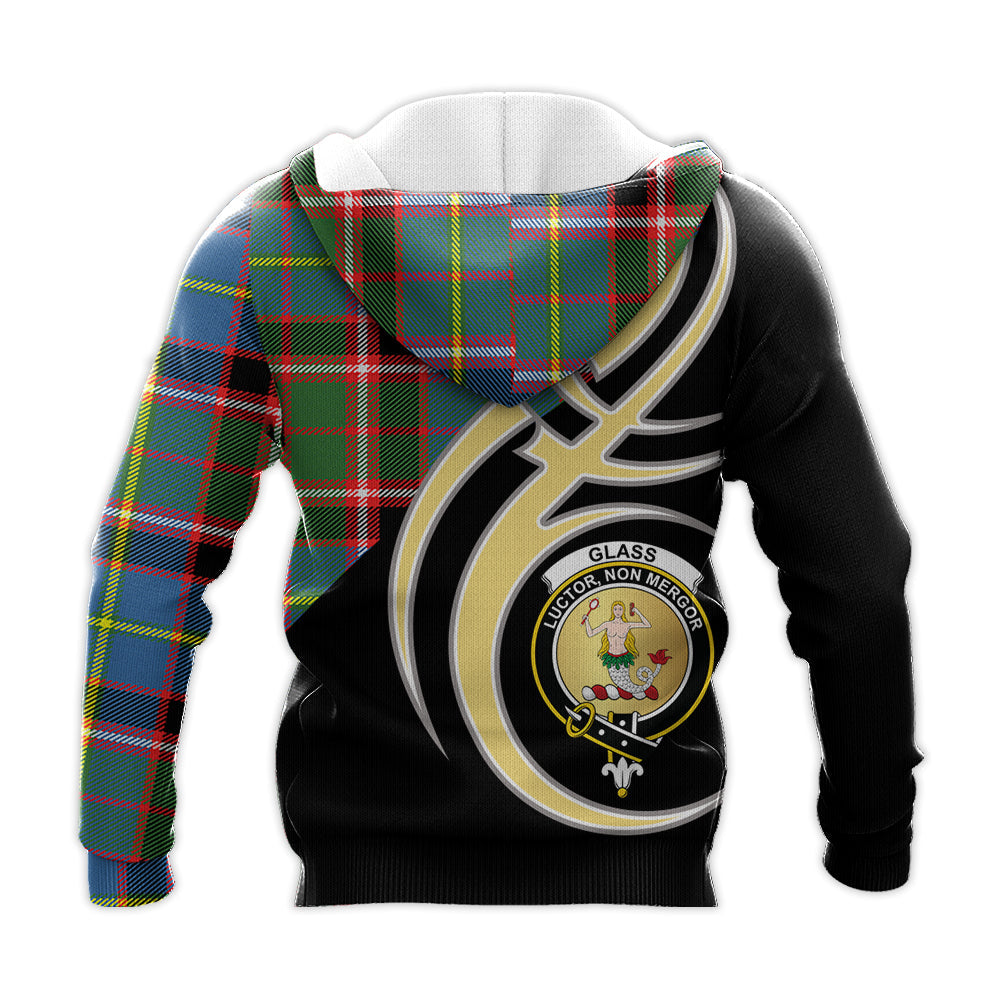 Printivon Glass Clan Believe In Me Crest Tartan Knitted Hoodie Custom Your Text