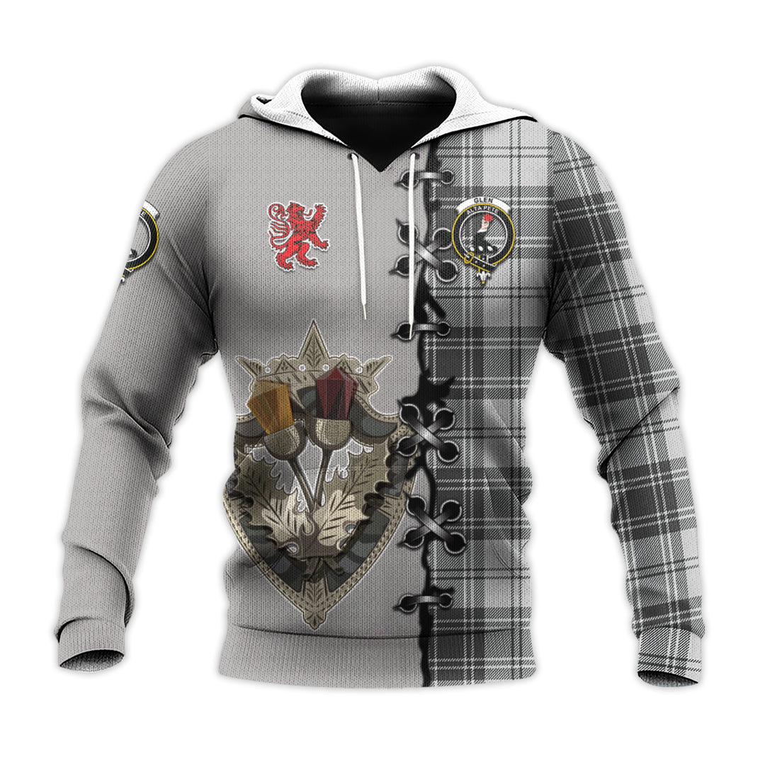Printivon Glen Tartan Hoodie Lion Rampant And Celtic Thistle Style
