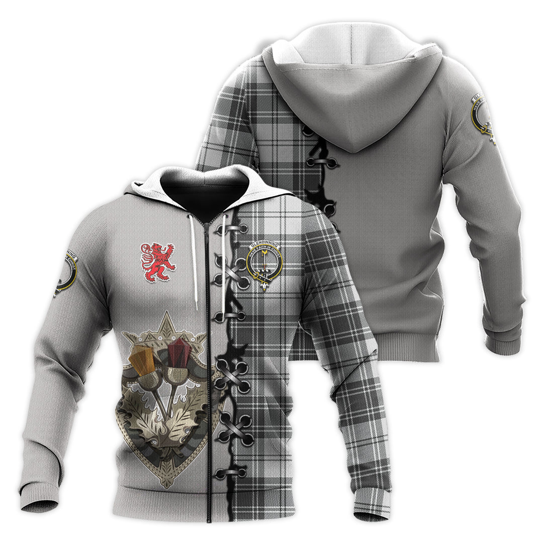Printivon Glendinning Tartan Hoodie Lion Rampant And Celtic Thistle Style