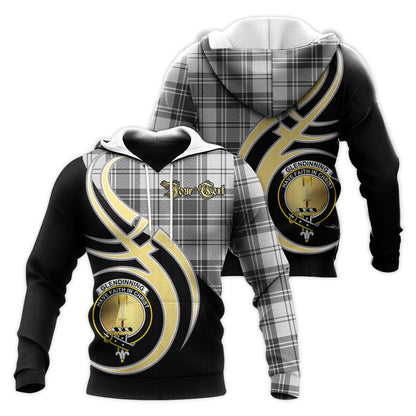 Printivon Glendinning Clan Believe In Me Crest Tartan Knitted Hoodie Custom Your Text