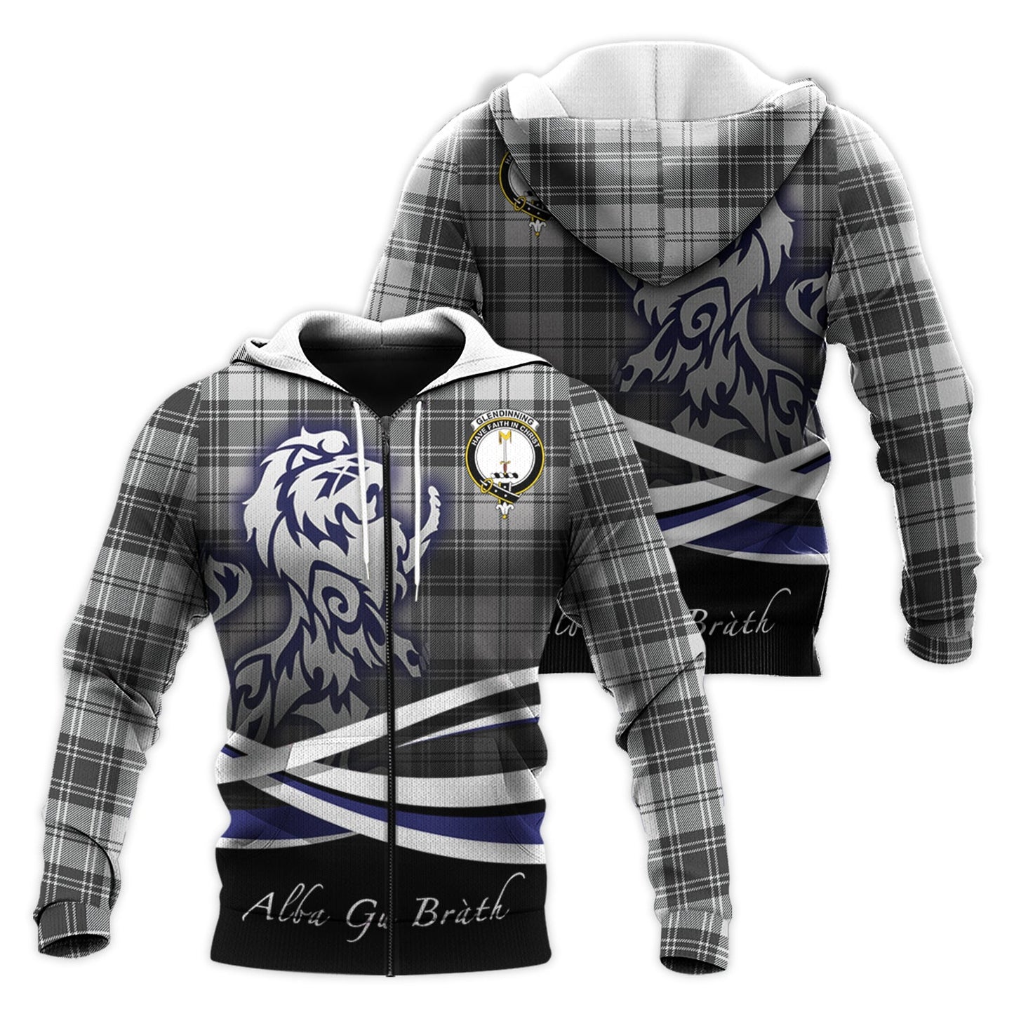 Printivon Glendinning Tartan Scottish Lion Hoodie