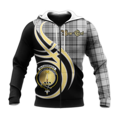 Printivon Glendinning Clan Believe In Me Crest Tartan Knitted Hoodie Custom Your Text