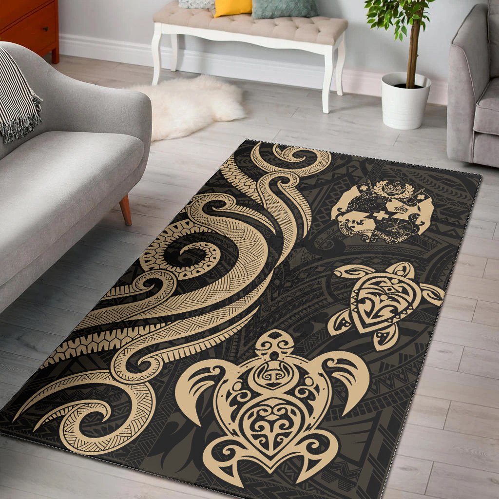 Tonga Area Rug Gold Tentacle Turtle