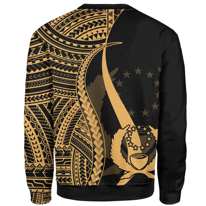 Pohnpei Custom Personalised Sweatshirt Gold Polynesian Tentacle Tribal Pattern