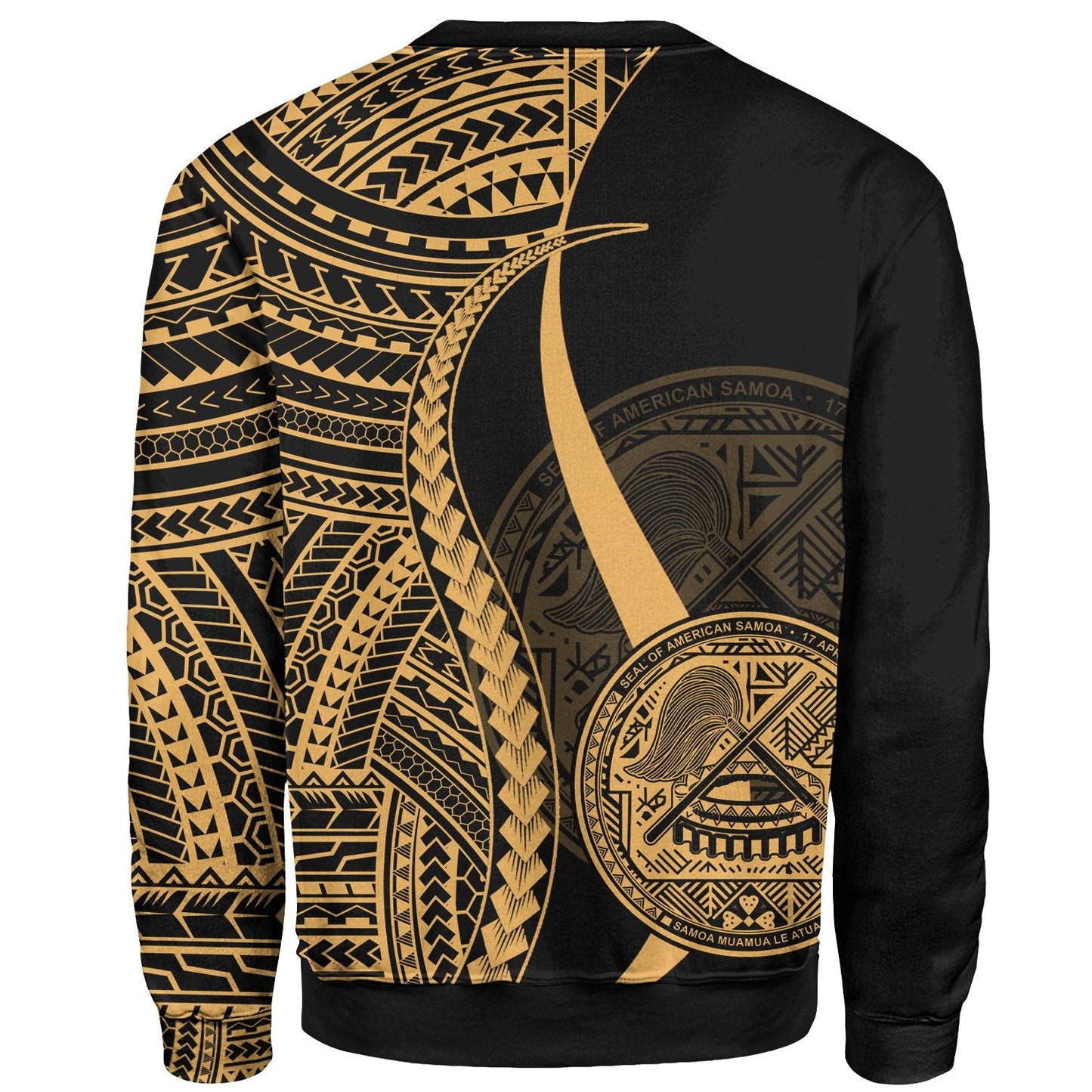 American Samoa Custom Personalised Sweatshirt Gold Polynesian Tentacle Tribal Pattern