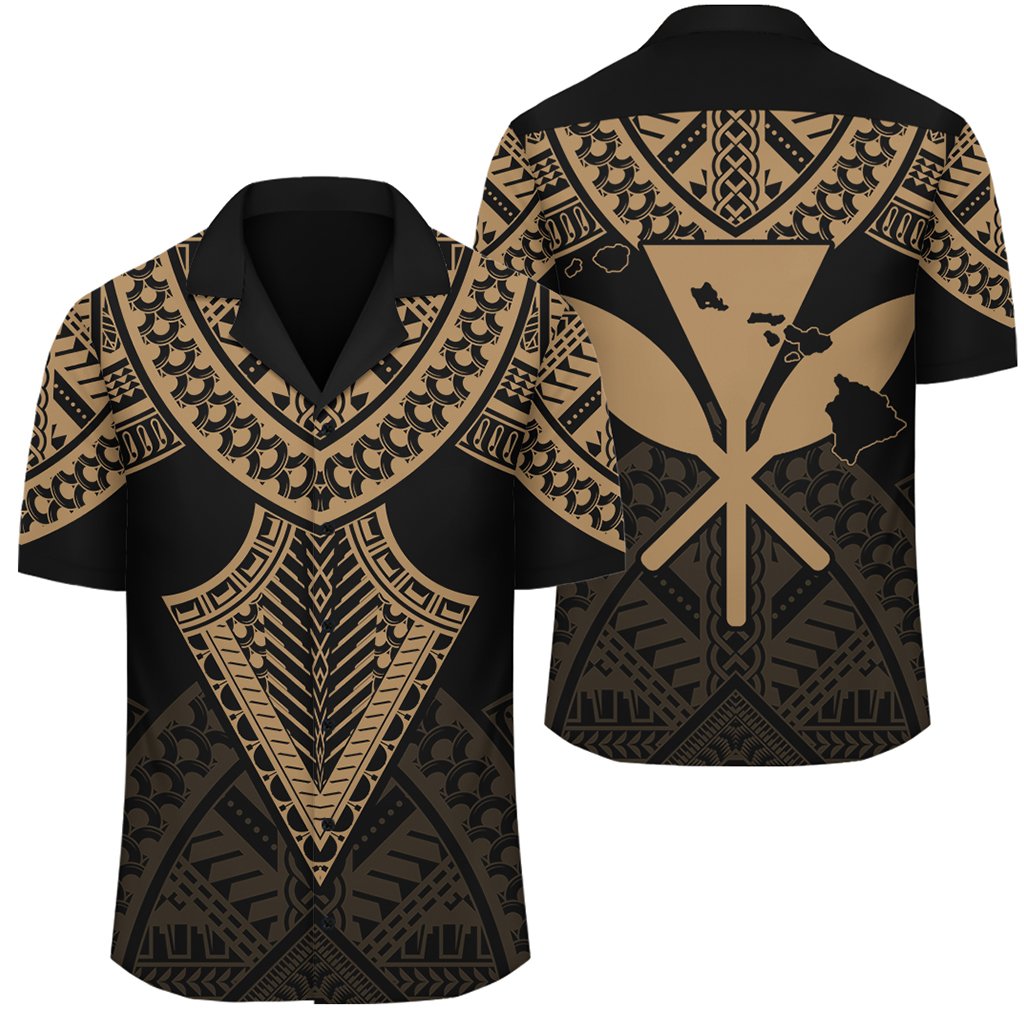 Hawaii Polynesian Limited Hawaiian Shirt - Tab Style Gold - AH