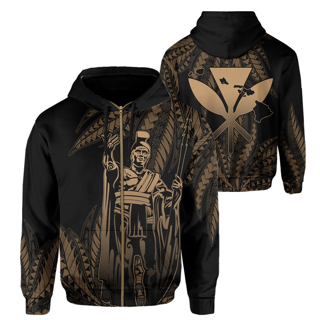 Hawaii King Polynesian Hoodie (Zip up) Durk Style Gold AH
