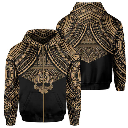 Polynesian Skull Hawaii Zip Hoodie Gold Circle Style
