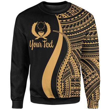 Pohnpei Custom Personalised Sweatshirt Gold Polynesian Tentacle Tribal Pattern