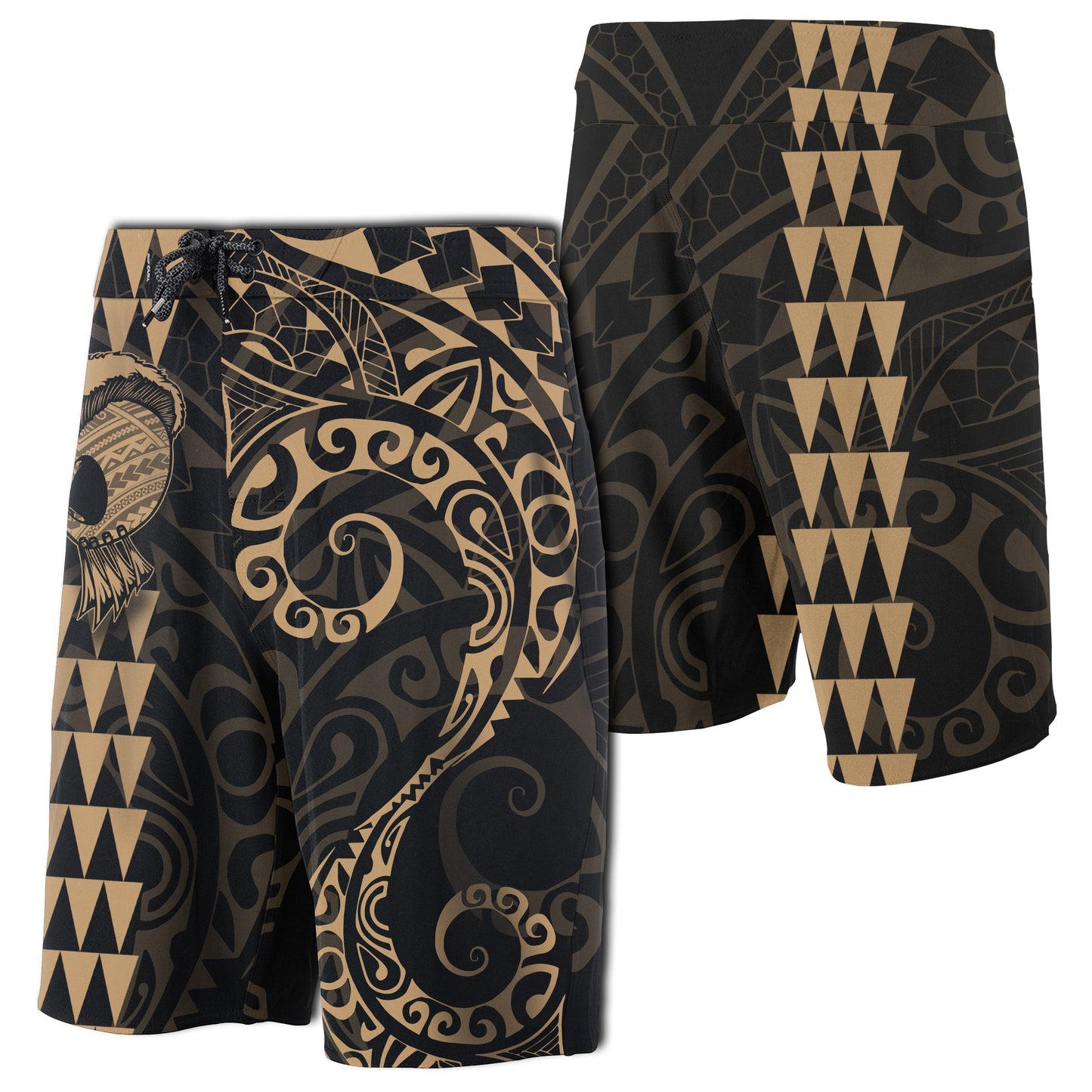 Hawaii Polynesian Warrior Board Shorts Gold