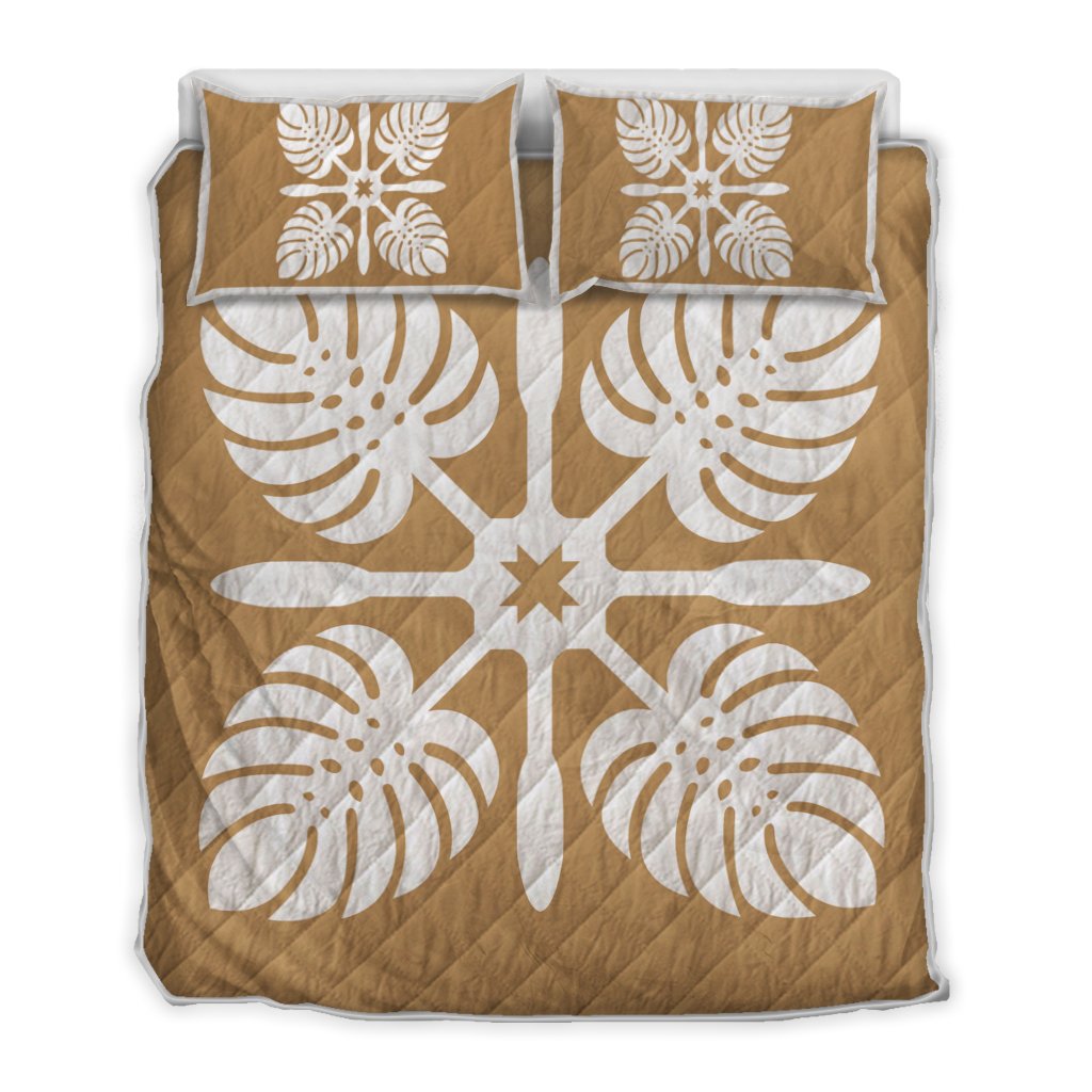 Hawaiian Royal Pattern Quilt Bed Set Gold I3 Style AH