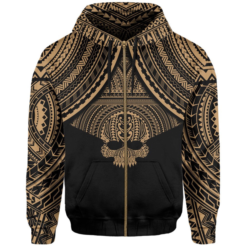 Polynesian Skull Hawaii Zip Hoodie Gold Circle Style