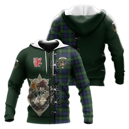 Printivon Gordon Tartan Hoodie Lion Rampant And Celtic Thistle Style